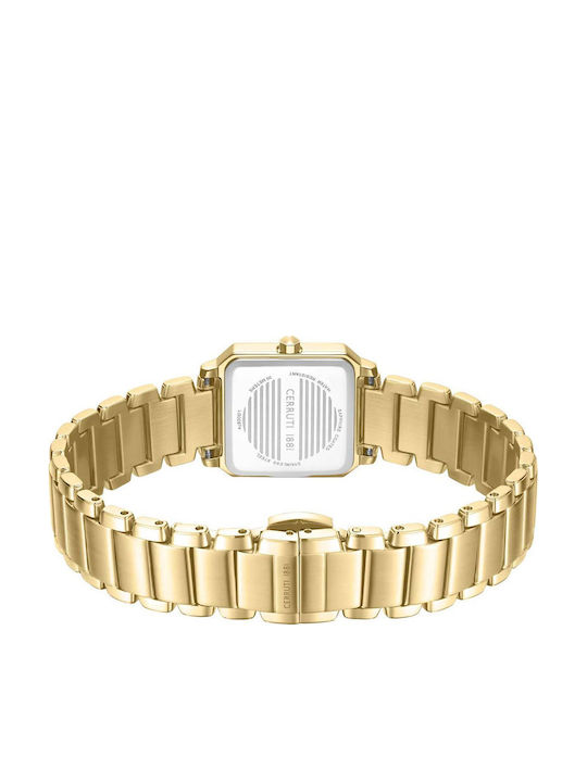 Cerruti Crystals Ceas Dama Cu Baterie Cu Brățară Din Metal Auriu