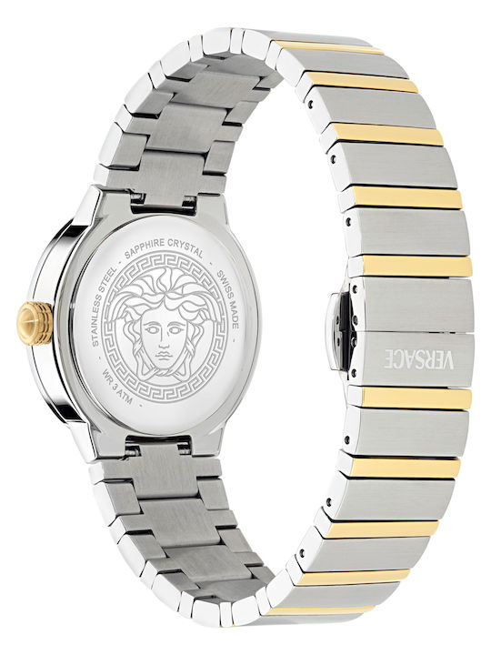 Versace Greca Logo Womens Watch 33mm Battery with Silver Metal Bracelet