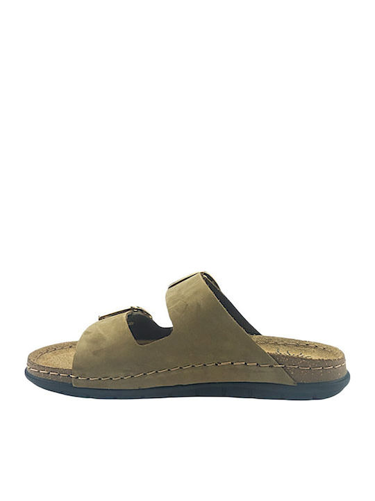 Sienna Leather Women's Anatomic Khaki Flat Sandals