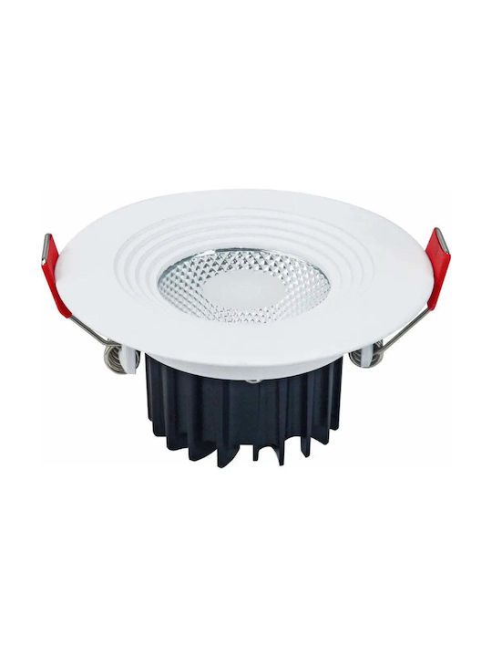 Horoz Electric Кръгло Скрито Светлинно Тяло с Вграден LED и Студено Бяла Светлина Бяло