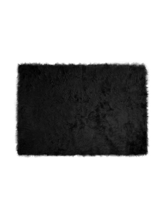 vidaXL Χαλί Δερμάτινο 140x200cm Μαύρο