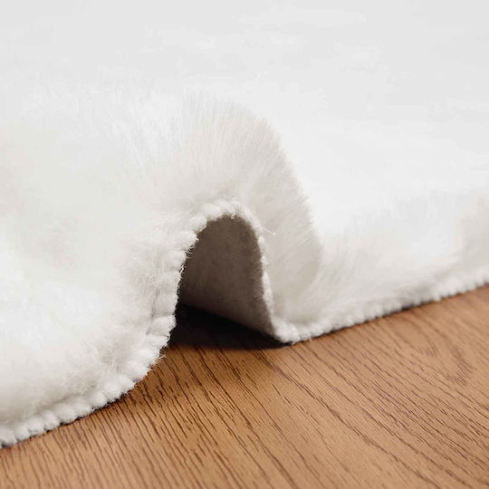 vidaXL Teppich Rechteckig Synthetisch,Polyester/Cotton/Leather Weiß