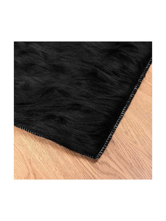 vidaXL Χαλί Ορθογώνιο Δερμάτινο Μαύρο 140x200cm