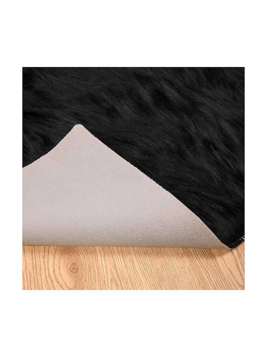 vidaXL Χαλί Ορθογώνιο Δερμάτινο Μαύρο 140x200cm