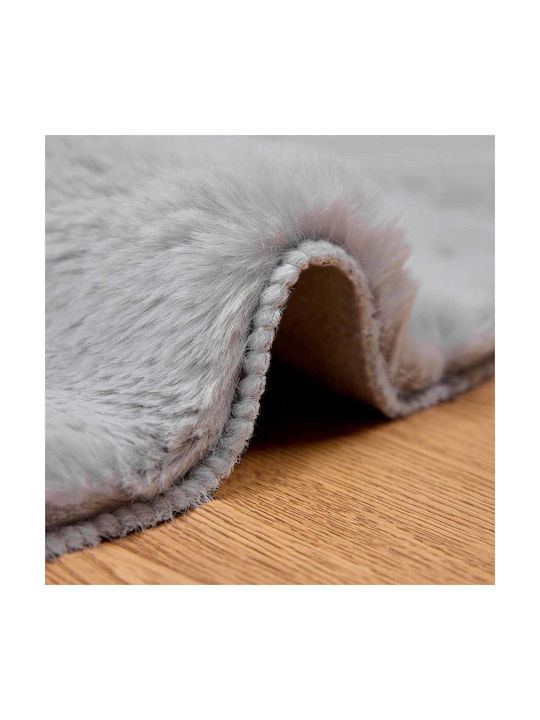 vidaXL Teppich Rund Synthetisch,Polyester/Cotton/Leather Gray