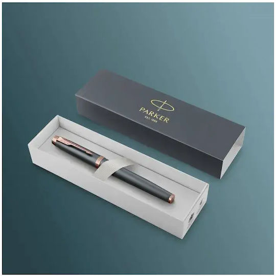 Parker IM Slate PGT Fountain Pen Medium Gray Brass with Pink Ink