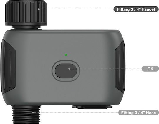 Inhocon Bewässerungsprogrammierer Armatur Batterie 1 Ausgabe mit Wi-Fi