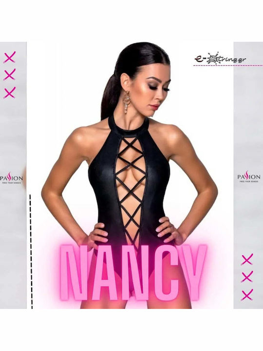 Γυναικείο Κορμάκι Passion Nancy Body Leather Μαύρο Pe10386