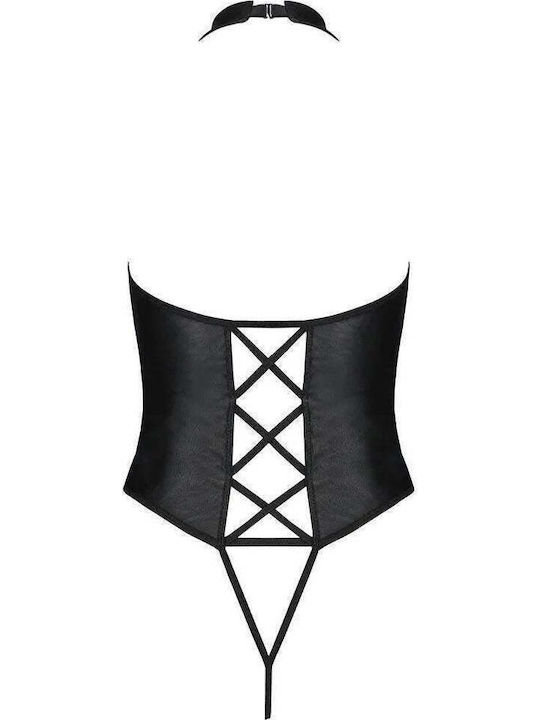 Γυναικείο Κορμάκι Passion Nancy Body Leather Μαύρο Pe10386