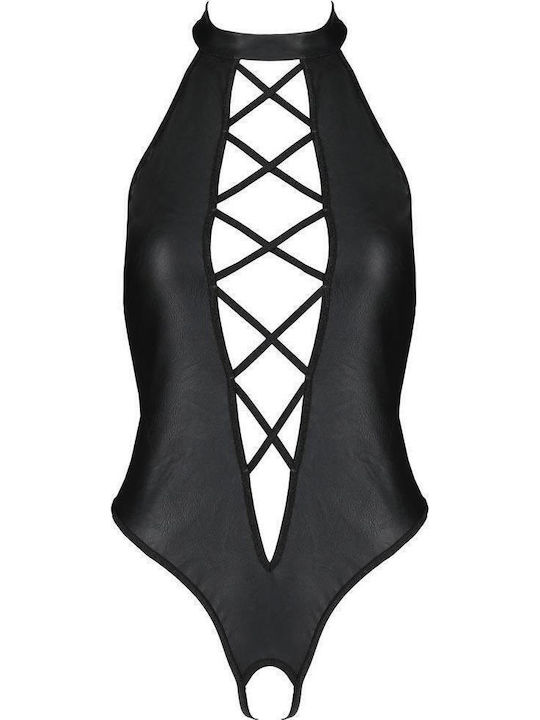 Γυναικείο Κορμάκι Passion Nancy Body Leather Μαύρο Pe10386