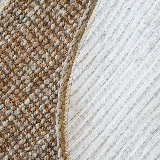 Ravelia Sombrero Non-Slip Round Jute Beige Rug Φ80cm