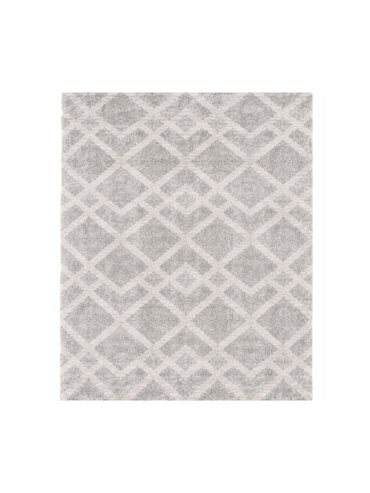 Zottelig Geometrisches Wohnzimmer Teppich Rechteckig Ecru Grau 240x300cm