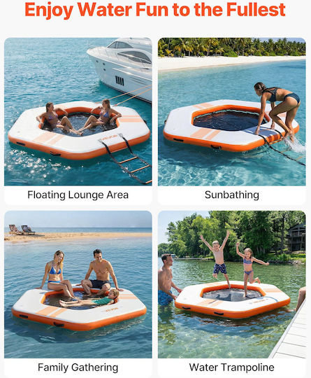 Vevor Saltea Gonflabilă Pentru Plajă Cu Mânere Portocalie 260x260cm