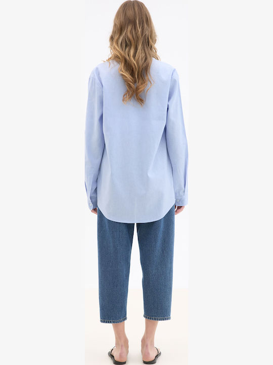 Long Sleeve Linen Shirt Light Blue