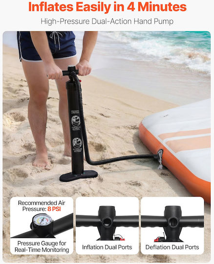 Vevor Saltea Gonflabilă Pentru Plajă Cu Mânere Portocalie 260x260cm
