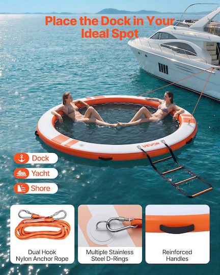 Vevor Saltea Gonflabilă Pentru Plajă Cu Mânere Portocalie 305x15cm