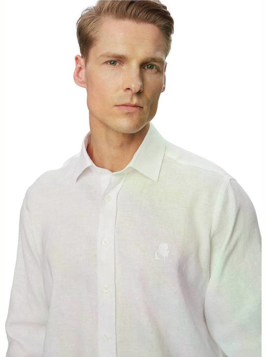 Long Sleeve Linen Shirt White