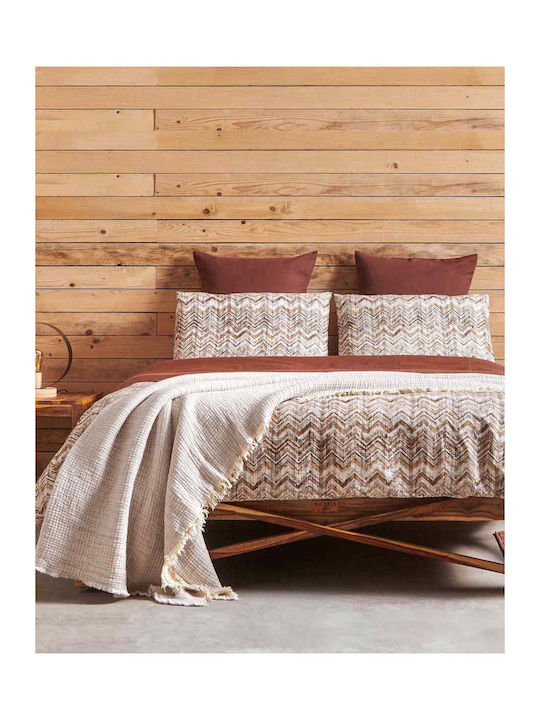 Peiraiki Patraiki Duvet Cover Set Cotton Single with Pillowcase 170x250 Agadir Beige