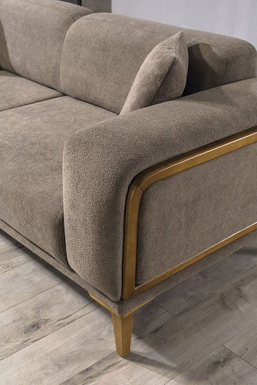 Stewehome Гарнитура За Салон Pera 3+3+1 Двуместен Кафяв Фотьойл Бял 225x95x75 Cm