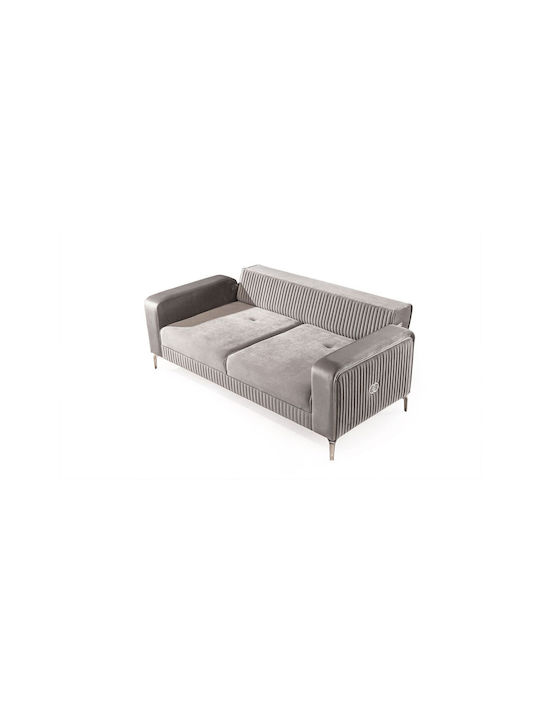 SteweHome Wohnzimmermöbel-Set Prenses 3+3+1 Weiße Beine Anthrazit Creme 225x90x77 cm
