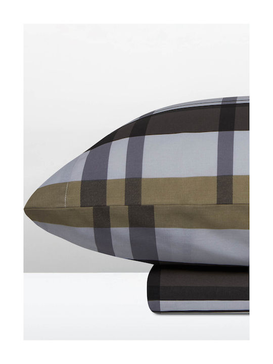Aigaion Cotton Duvet Cover Set 170x250cm Single With Pillowcase Paradise Plaid Brown