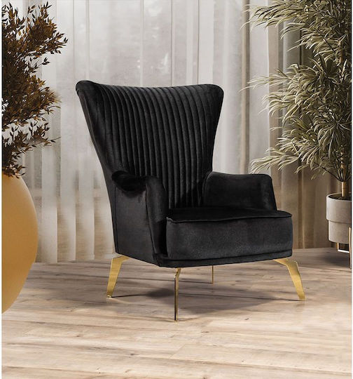 SteweHome Wohnzimmermöbel-Set Stella 3+3+1 Mit Metallgoldenen Beinen Schwarzes Beige 215x90x77 cm