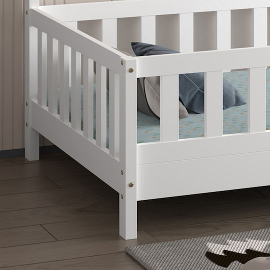 Kids Bed Montessori Classic Single White for Mattress 90x190cm