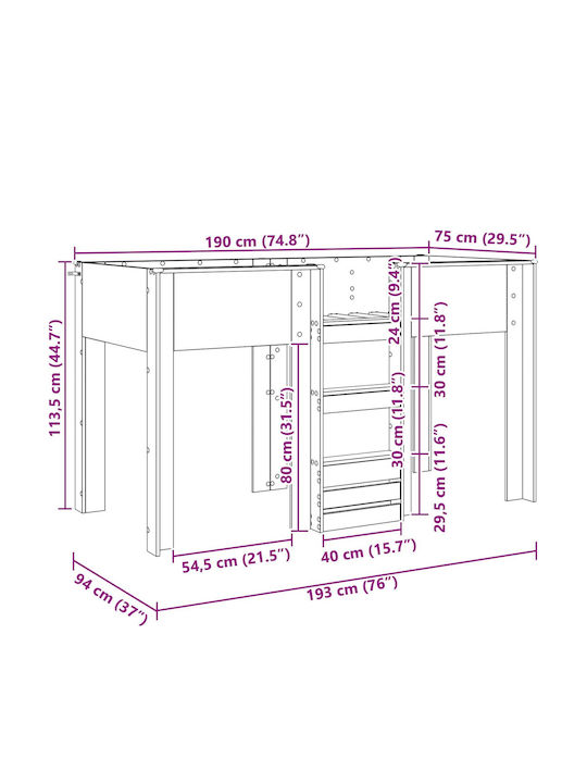 Pat Suprapus Single Gri pentru Saltea 75x190cm