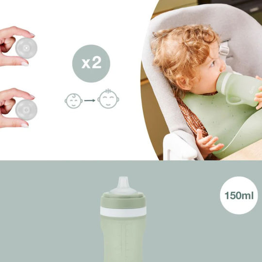 Babymoov Biberon Plastic Anti-colici cu Tetină din Silicon pentru 6+ Luni Verde 150ml