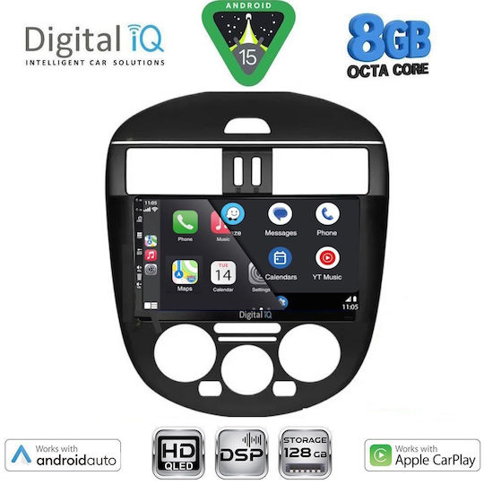 Digital IQ Ηχοσύστημα Αυτοκινήτου για Nissan Tiida 2013-2023 με A/C (Bluetooth/USB/AUX/WiFi/GPS/Apple-Carplay/Android-Auto) με Οθόνη Αφής 9"