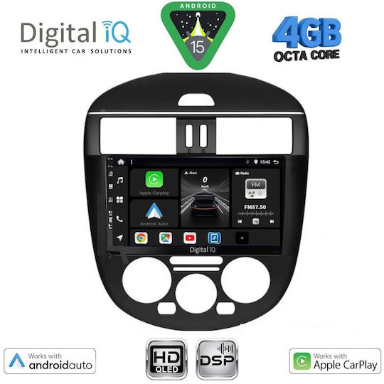Digital IQ Car Audio System for Nissan Tiida 2013-2023 with A/C (Bluetooth/USB/AUX/WiFi/GPS/Apple CarPlay/Android Auto) with 9" Touch Screen