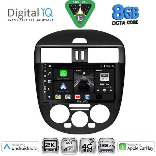 Digital IQ Car Audio System for Nissan Tiida 2013-2023 with A/C (Bluetooth/USB/AUX/WiFi/GPS/Apple CarPlay/Android Auto) with 9" Touch Screen