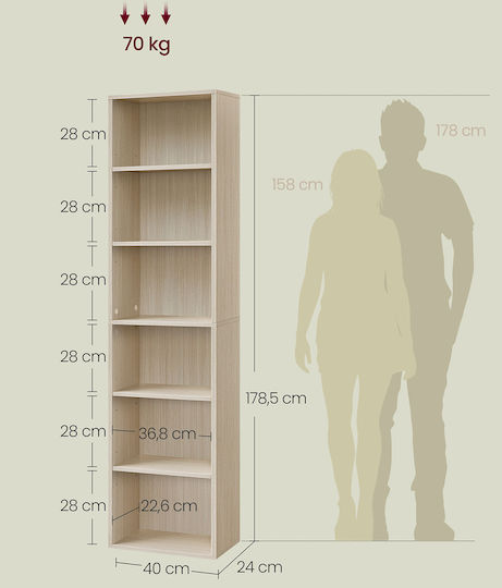 Bibliotecă Bej 40x24x178,5 cm