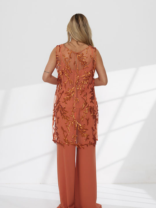 Women's Orange Set with Trousers