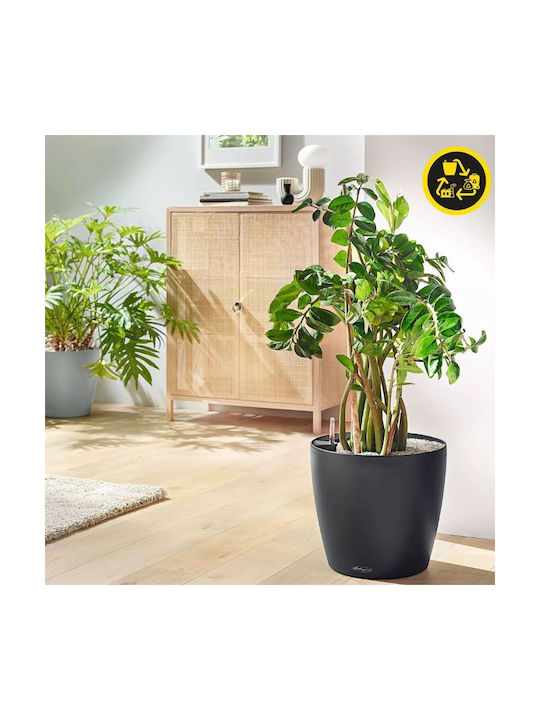 Lechuza Classico Eco Self-Watering Plastic Flower Pot Dark Gray 49x49x46cm