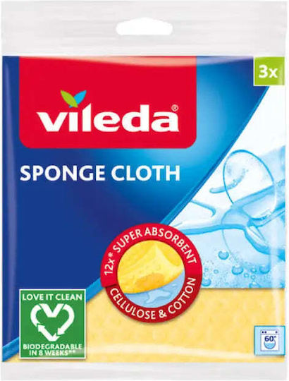 Absorbent Sponge Cloth Wet 3pcs Vileda