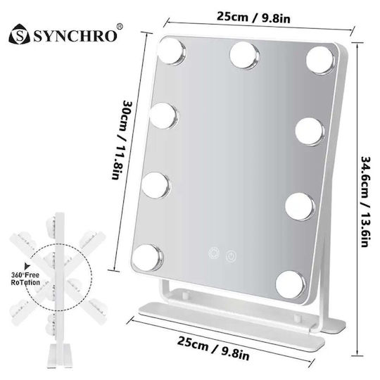 Cosmetic Led Mirror Synchro Hollywood 25x30