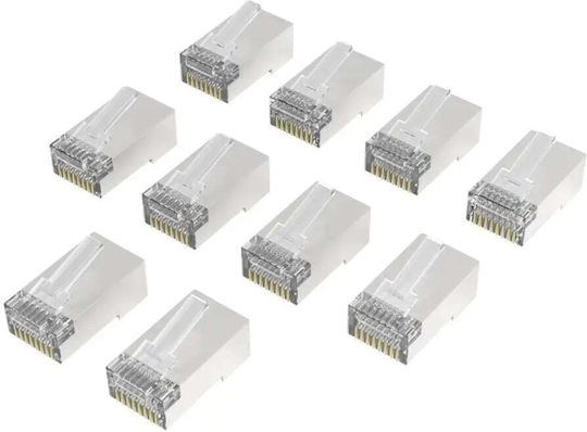 Hama Rj45 Connector Cat 6a 10 Gbit S Shielded 10 Pcs