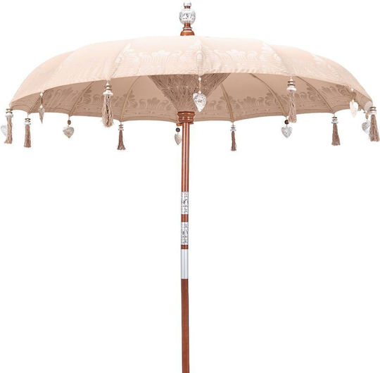 Boden-Sonnenschirm Rundschreiben Holz Oriental Lounge Beige Φ1.8m