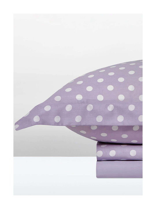 Royal Sateen Signature Dots Σετ Σεντόνια Υπέρδιπλα 240x260εκ. Lilac (4τμχ)