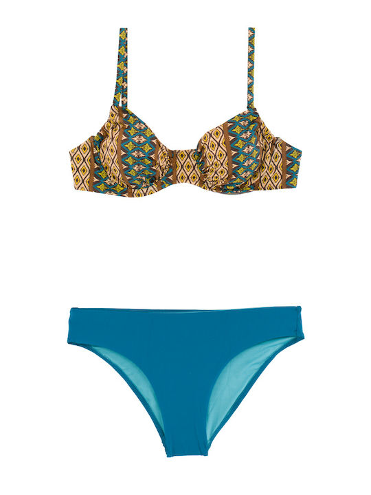 Plus Size Γυναικείο Μαγιό Bikini Μπανέλα Boho Flexfit Πετρόλ Plus Size Γυναικείο Μαγιό Bikini Μπανέλα Boho Flexfit Πετρόλ