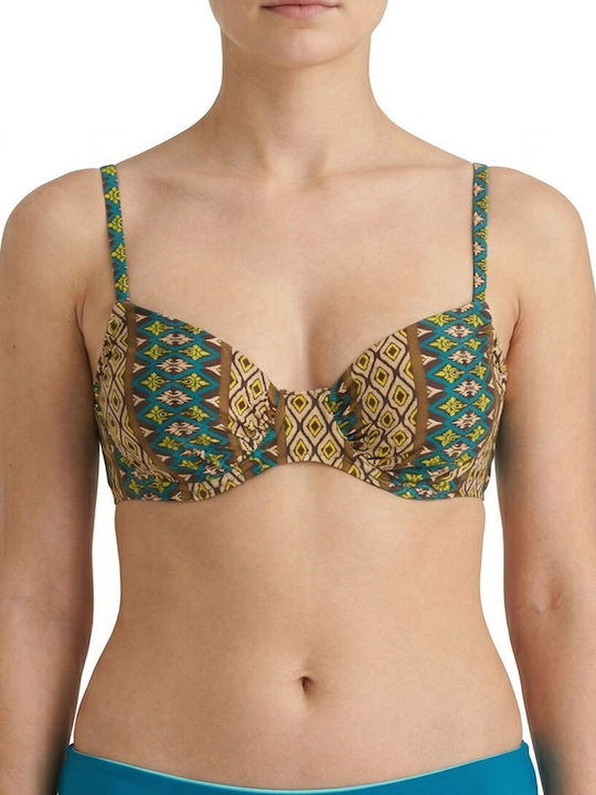 Plus Size Women's Bikini Swimsuit Underwire Boho Flexfit Petrol Blue