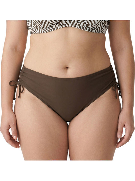 Plus Size Γυναικείο Μαγιό Bikini Χωρίς Μπανέλα Chic Contrast Καφέ-λευκό