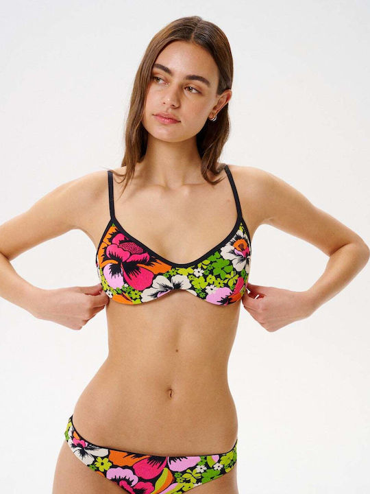 Bikinioberteile Dreieck Blumen Schwarz