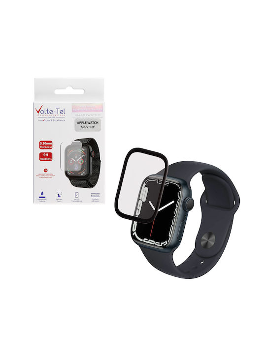 Volte-tel Tempered Glass Apple Watch 7 8 9 45mm 3d Curved Aluminium 1.9'' 0.30mm Full Cover & Installation Tool Black 5205308417016