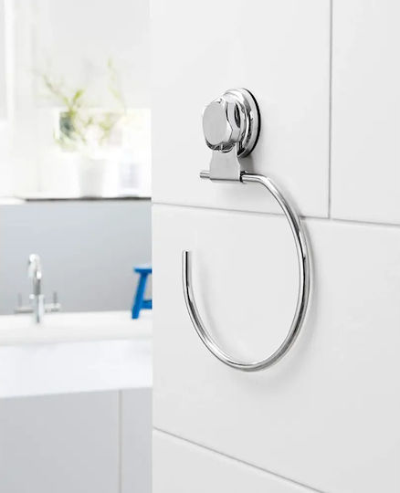 Compactor Single Bathroom Ring with Screws Silver