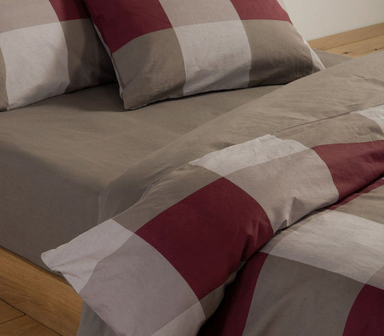 Nef-Nef Homeware Casual Super-Double Bed Sheets Set With Fitted Sheet 160x200+35cm Casual Check Pink 4 Pieces