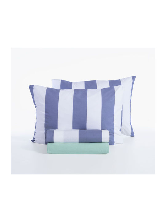 Nef-Nef Homeware Casual Set Bed Sheets Double With Rubber Hugger 160x200+35cm Mauve 4 Pieces