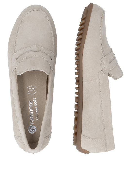 Leather Women's Moccasins In Beige Colour