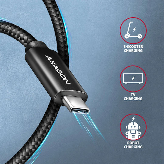 Axagon USB 4 Video Cable USB-C Male - USB-C 240W PD Black 0.5m